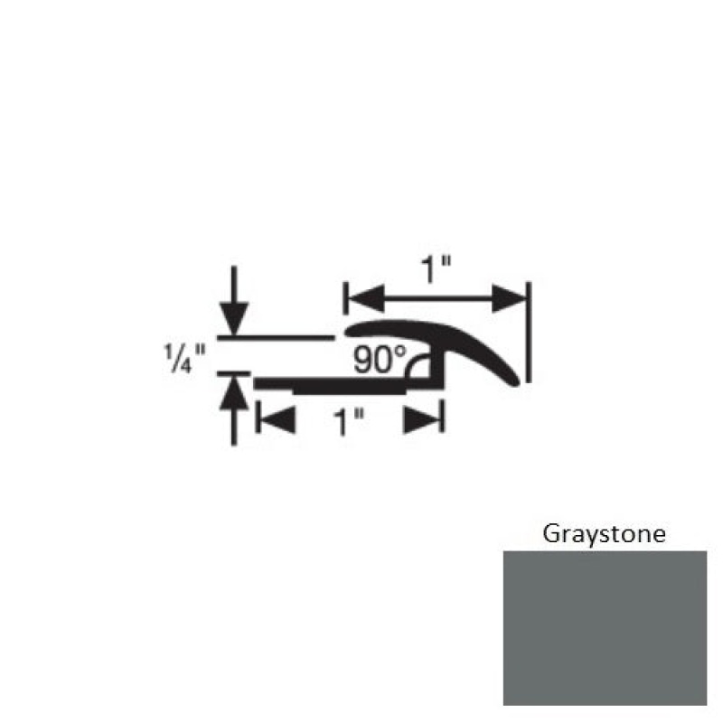 Flextones Graystone Vinyl 168 Resilient To Carpet Transition - 1" X 12 Ft - Thermoplastic