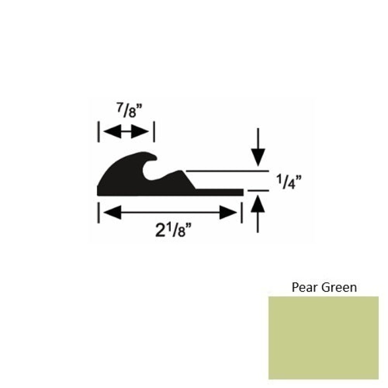 Solid 41 Pear Green Rubber Tackless Carpet Bar - 2 1/8" X 9 Ft (108") X 1/4"
