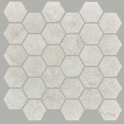 Crown White Porcelain Mosaic - Hexagon - Light Textured