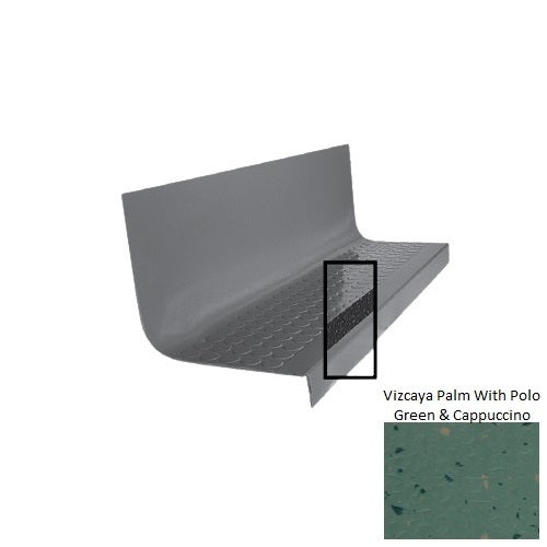 Spextones Vizcaya Palm With Polo Green & Cappuccino Type 1776 With Flush Carborundum Strip Distinct Designs Rubber - 20 1/2" X 72" Stair Tread - Rgt Radial Ii Raised Disc Design