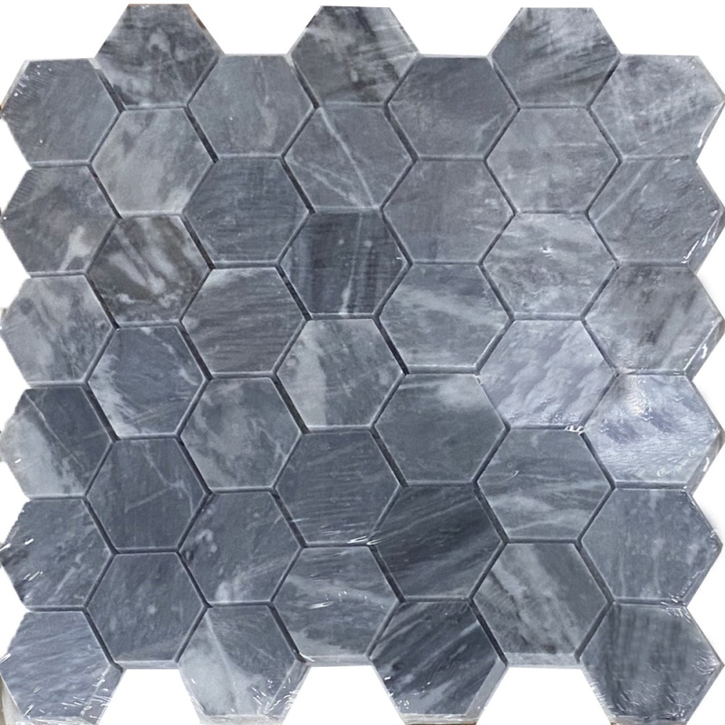 Bardiglio Marble Mosaic - 2" Hexagon - Polished