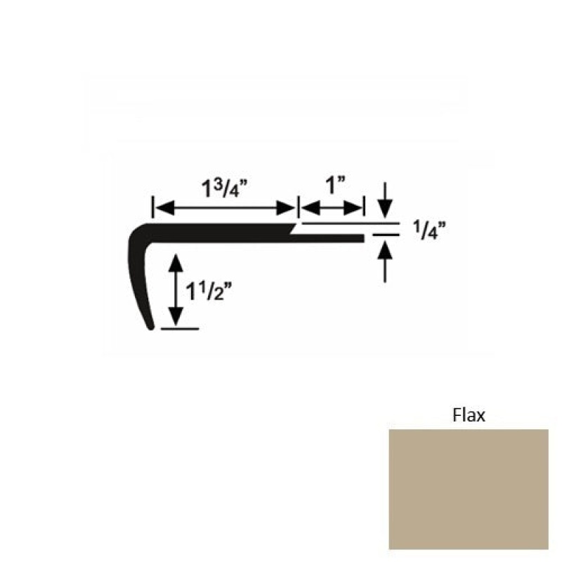 Solid 13 Flax Rubber Single Flange Carpet Stair Nosing