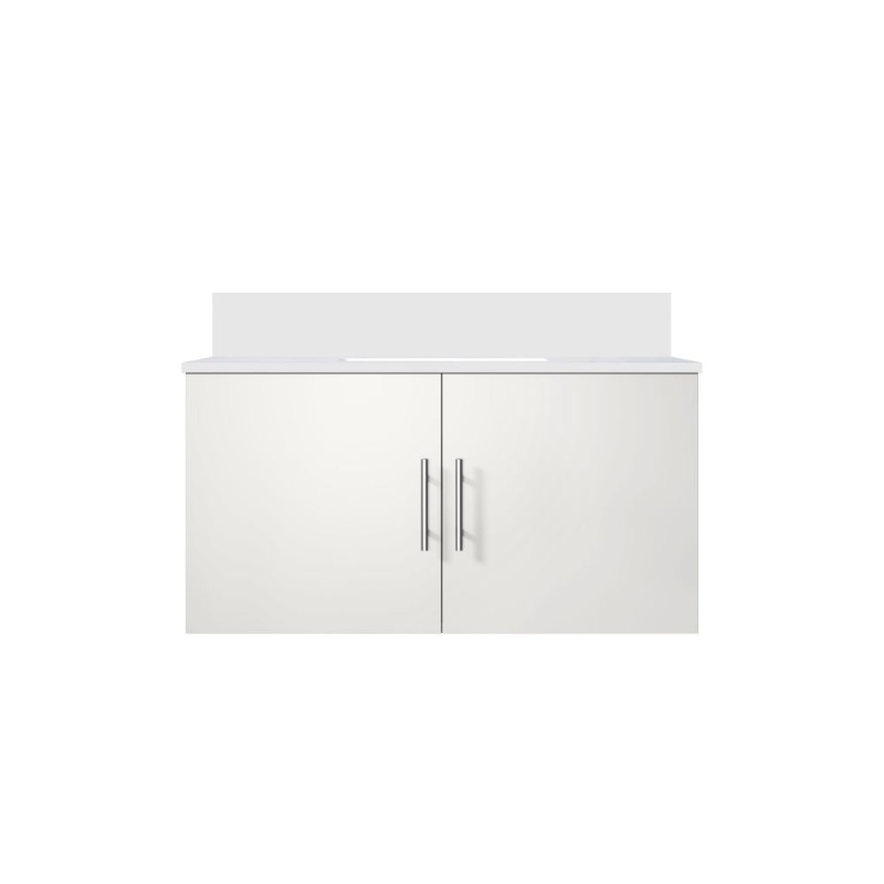 Geneva Glossy White Wall Mounted Single Sink Bathroom Vanity