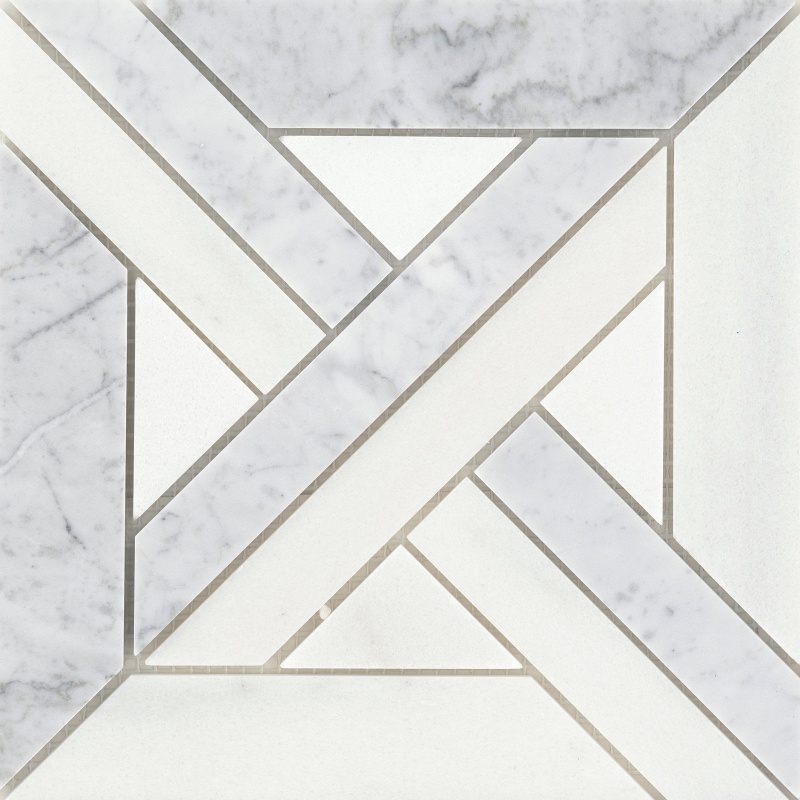 Alluro White / Silver Marble Mosaic - Castle - Polished