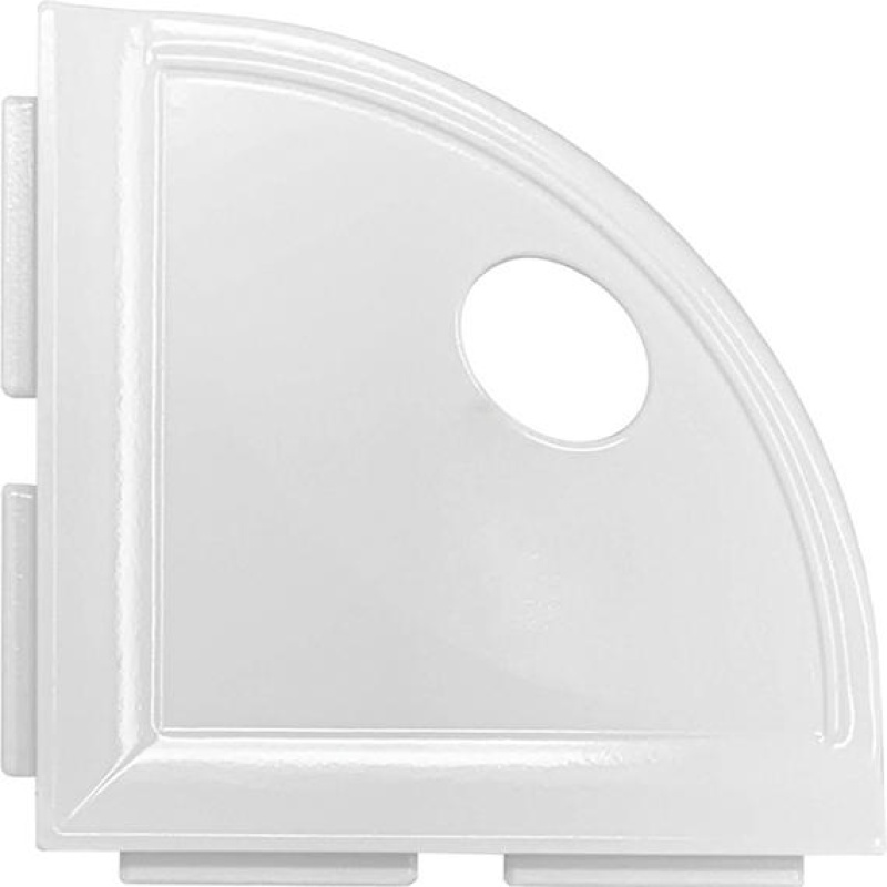 Bathroom Accessories Frost White Resin & Ceramic Corner Shelf - 5" Radius - Glossy