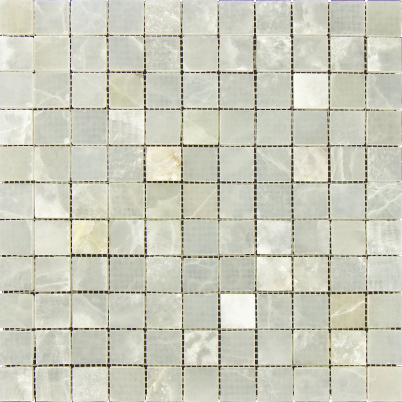 White Cross Cut Onyx Mosaic - 1" X 1" - Polished