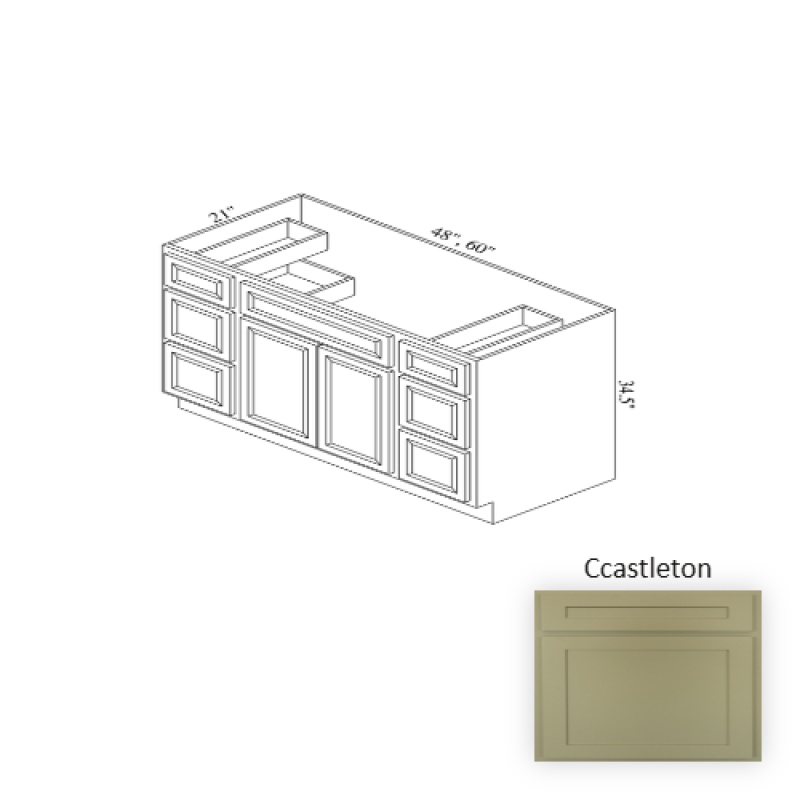 Vsb48d Castleton Wood Bathroom Vanity Drawer Base - 48" X 34.5" X 21" (Assembly Required) - Castleton