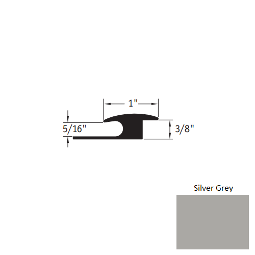 Johnsonite Silver Grey Vinyl Moulding / Trim - 1" X 12 Ft (144") X 5/16" - 3/8" Adaptor - Adaptor