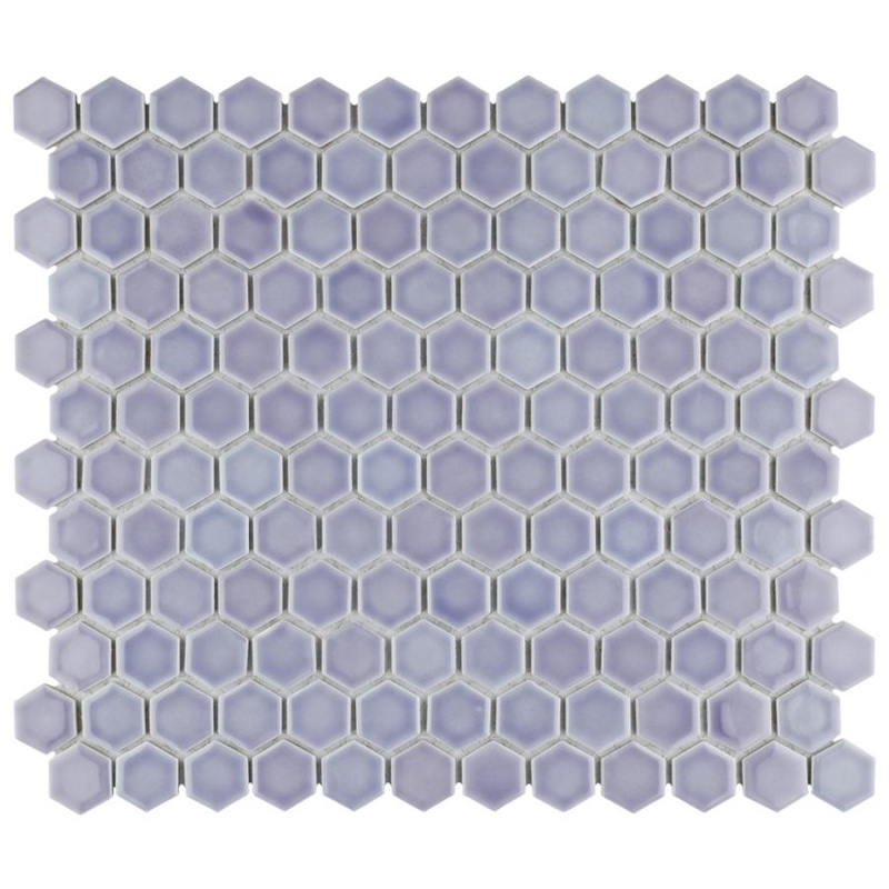 Hudson Lavender Porcelain Mosaic - 1" Hexagon - Glossy