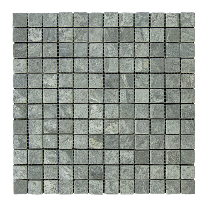 Ostrich Gray Slate Mosaic - 1" X 1" - Tumbled