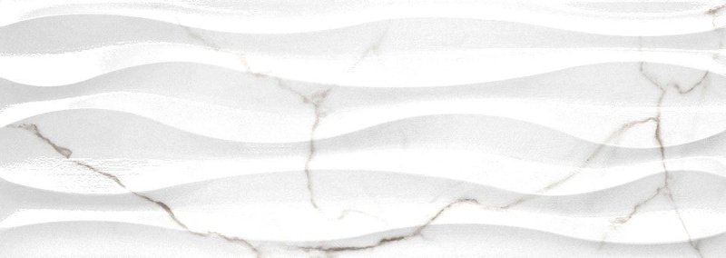 Sculpture White Wave Ceramic Tile - Glossy - 13" X 36"
