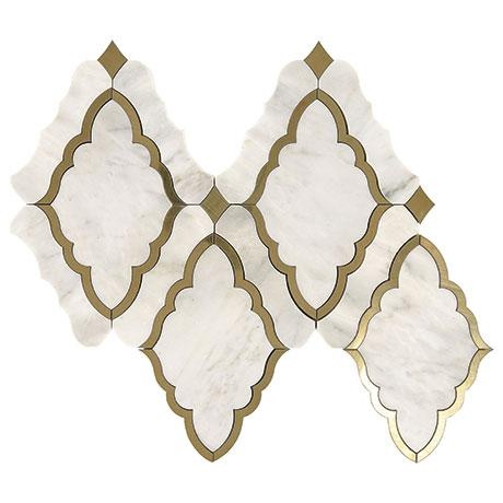 Castellina White & Brass Mixed Mosaic - Baroque - Polished
