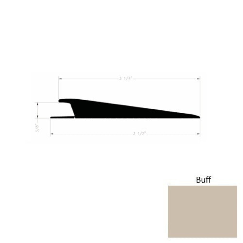 Solid 74 Buff Rubber Rolling Traffic Transition - 3 1/2" X 9 Ft (108") X 3/8"