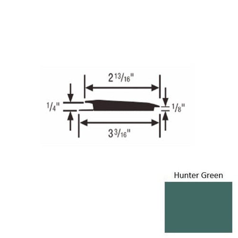 Solid 65 Hunter Green Rubber Rolling Traffic Transition - 3 3/16" X 9 Ft (108") X 1/4" - 1/8"