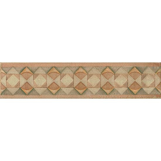 Cotto Nature Tira Volterra Hand Painted Porcelain Floor & Wall Trim - 3" X 14" Liner - Glossy