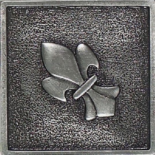 Massalia Pewter Metal Wall Trim - 2" X 2" Fleur De Lis Dot - Matte