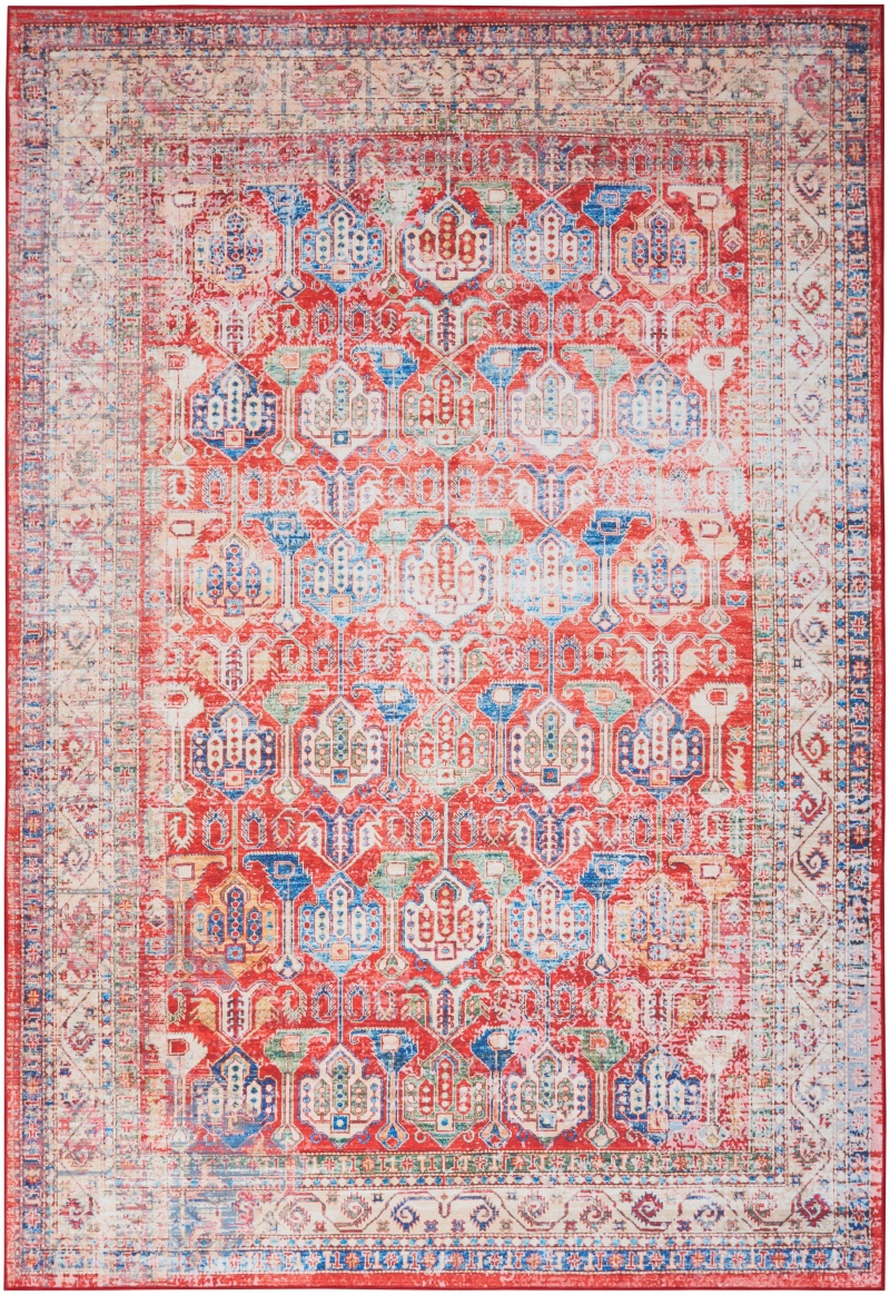 Fulton Red Polyester Vintage Area Rug