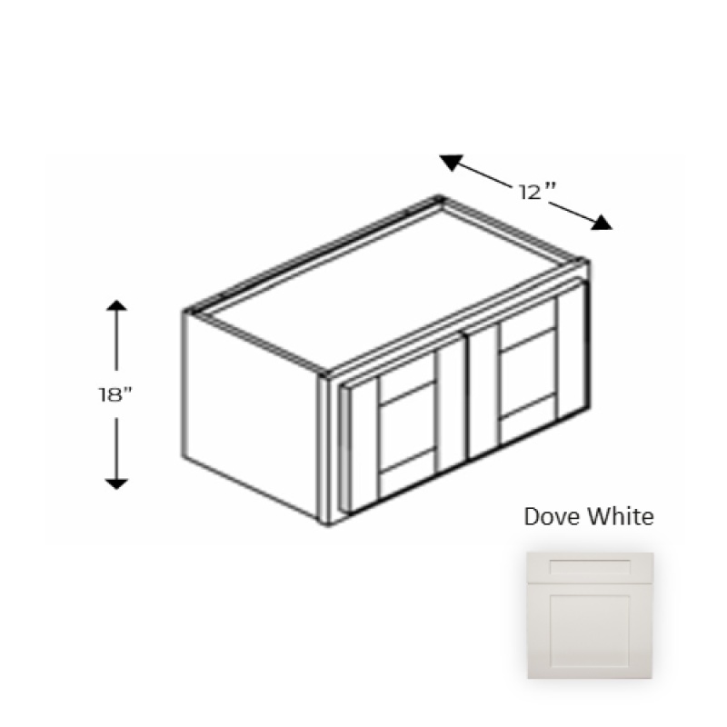 Framed Shaker Classic Dove White Natural Clear Coat Wood Kitchen Wall Cabinet - 33" X 18" X 12" - Natural Clear Coat