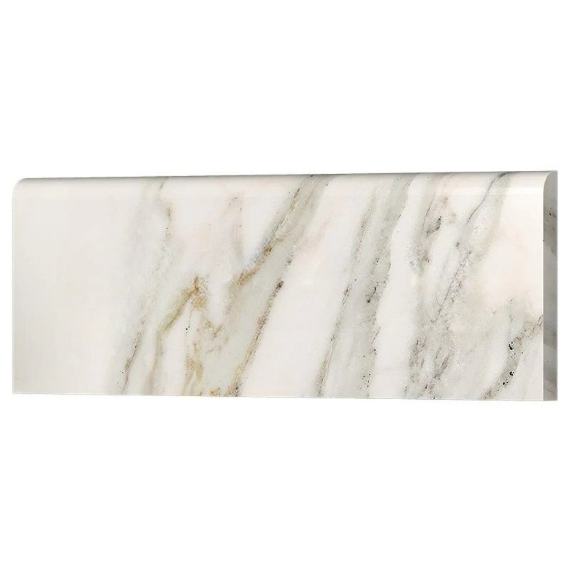 Calacatta Gold Long Side Single Edge Bullnosed Marble Tile