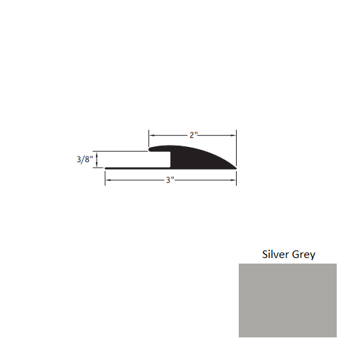 Johnsonite Silver Grey Vinyl Moulding / Trim - 2" X 12 Ft (144") X 3/8" Edge Guard - Edge Guard