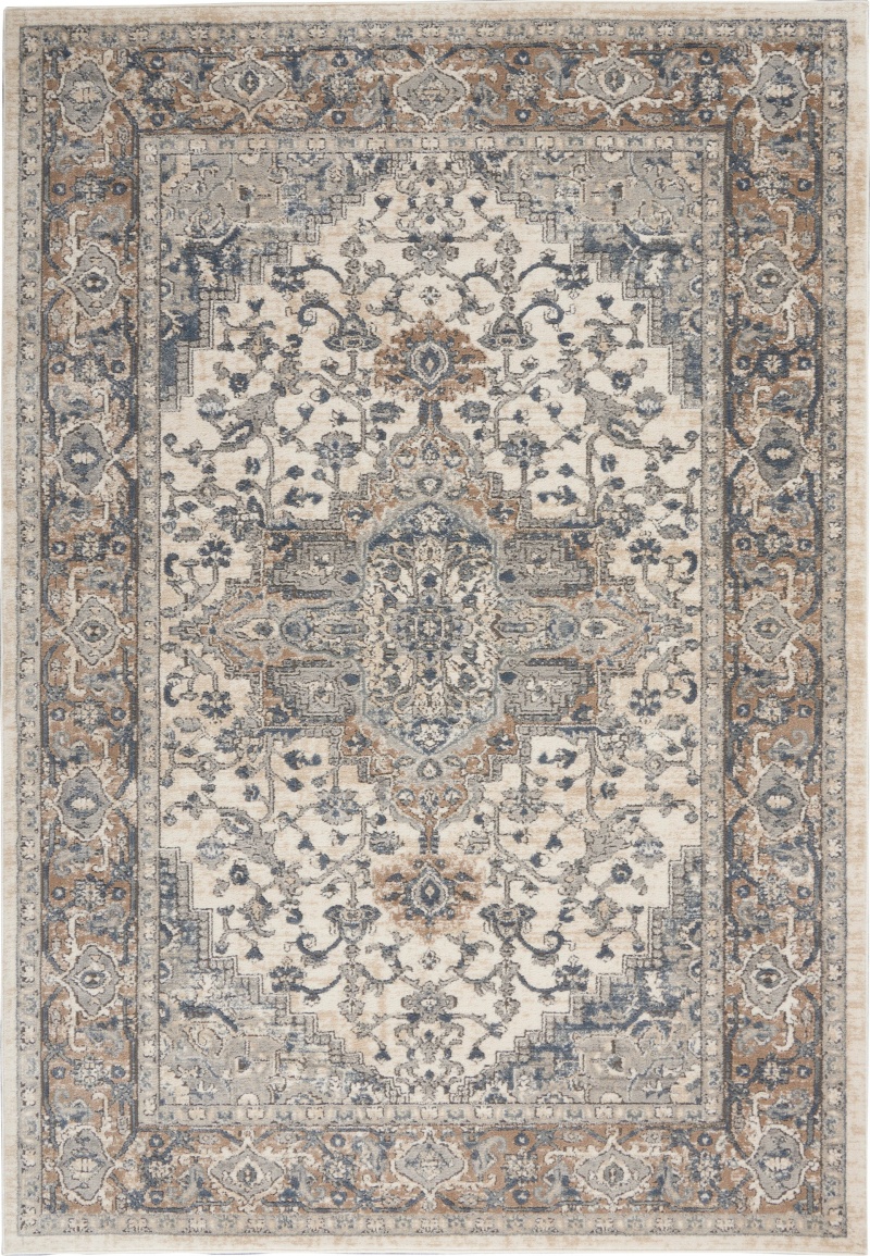 Quarry Qua05 Ivory / Grey Polypropylene Farmhouse Area Rug