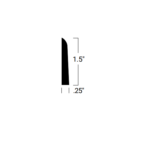 Johnsonite Unfinished Rubber Moulding / Trim - 1 1/2" X 8 Ft (96") X 1/4" Millwork Shoe Moulding - Millwork Shoe Moulding