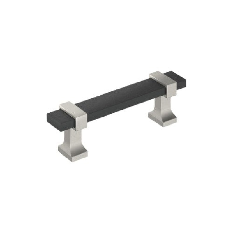 Overton Zinc Bar Cabinet Pull - Brushed Matte Black / Satin Nickel