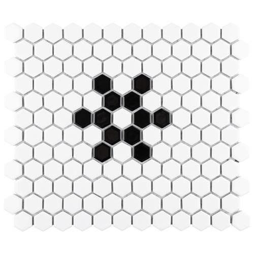 Metro White Snowflake Porcelain Mosaic - 1" Hexagon