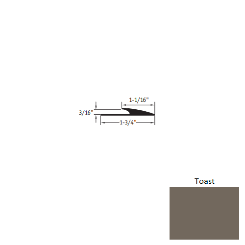 Johnsonite Toast Vinyl Moulding / Trim - 1 1/16" X 12 Ft (144") X 3/16" Edge Guard - Edge Guard