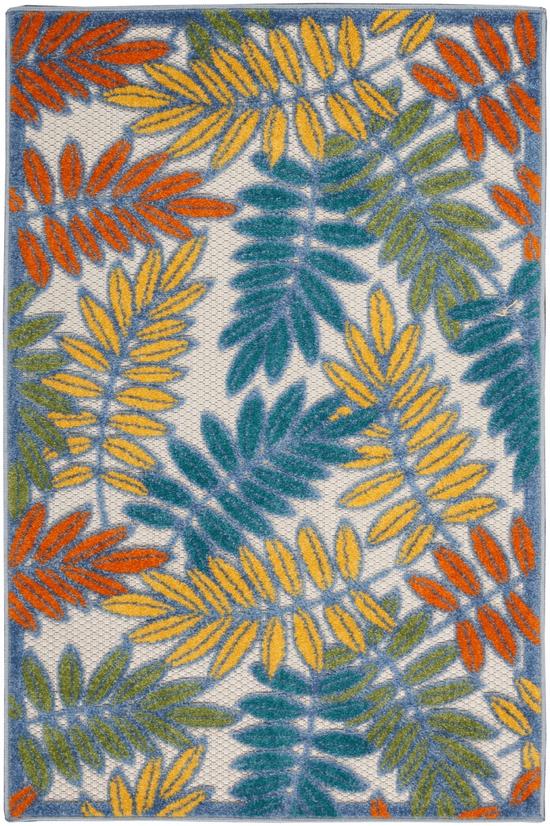 Aloha Alh18 Ivory / Multi Polypropylene Tropical Area Rug