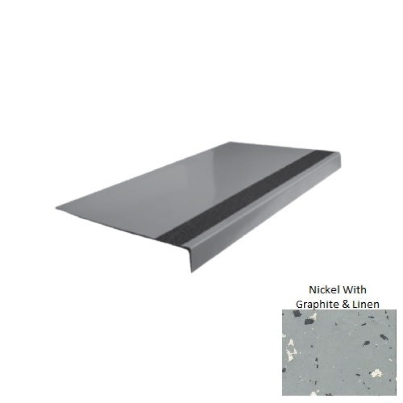 Spextones Nickel With Graphite & Linen Type 170 Distinct Designs Rubber - 12 1/4" X 72" Stair Tread - Smooth
