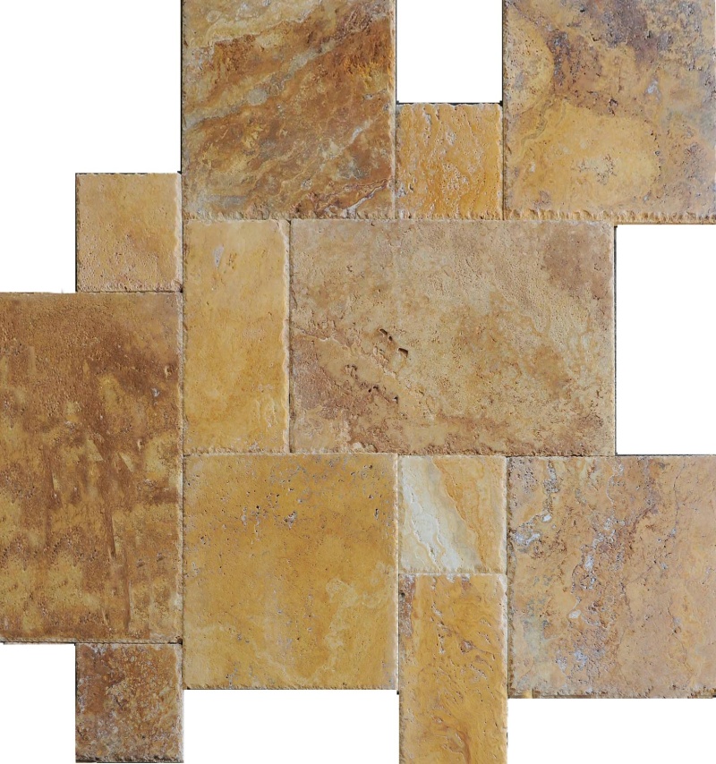 Golden Sienna Travertine Versailles Pattern