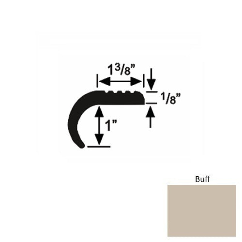 Solid 06 Buff Rubber Domestic Stair Nosing (Rd) - 1 3/8" X 9 Ft (108")