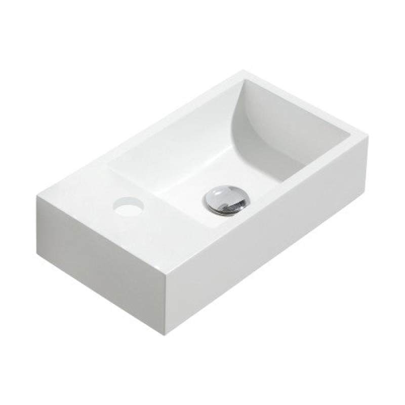 White Resin Drop In Bathroom Sink - 10 3/8" X 18 1/8" X 2" - Glossy