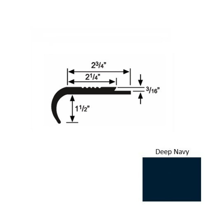 Solid 08 Deep Navy Rubber Underlap Stair Nosing