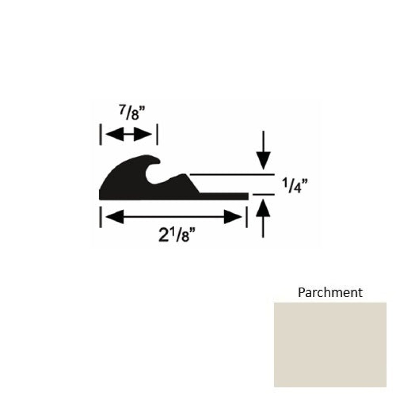 Solid 41 Parchment Rubber Tackless Carpet Bar - 2 1/8" X 9 Ft (108") X 1/4"