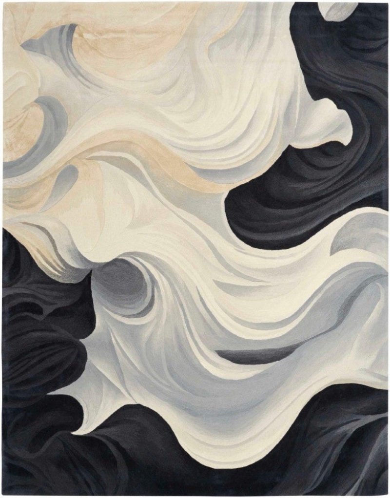 Prismatic Ivory Black Prs41 Wool Blend Contemporary Area Rug - 8 Ft X 10 Ft - Ivory Black
