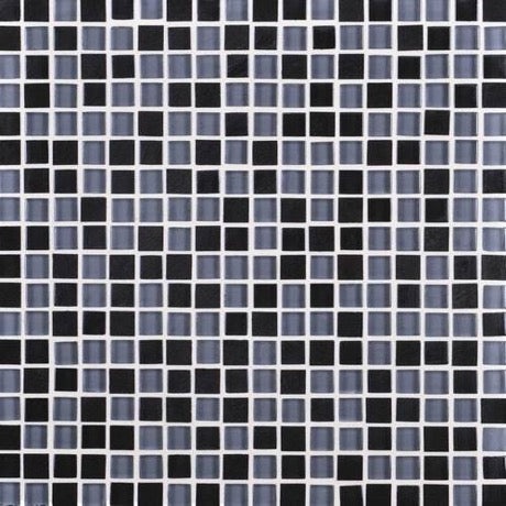 Granite Radiance Absolute Black Blend Granite & Glass Mosaic - 5/8" X 5/8" - Polished, Per Pack: 11 Sheets