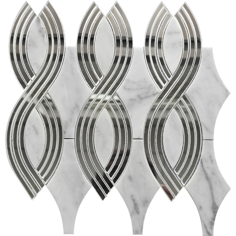 Skalini Line Bianco Carrara Stone & Glass Mosaic
