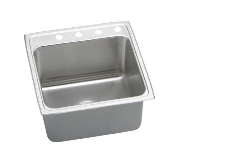 Dlrq2222123 Lustertone Classic Stainless Steel Drop In Single Bowl Kitchen Sink - 22" X 22" X 12 1/8" With 3 Holes - Stainless Steel