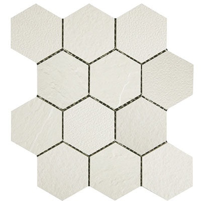 Durastone Crema Luna Porcelain Mosaic - 3" Hexagon - Mixed, Per Pack: 5 Pcs