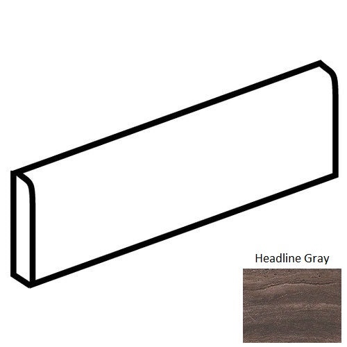 Articulo Headline Grey Porcelain Floor & Wall Trim - 3" X 24" Bullnose - Matte, Per Pack: 5 Pcs