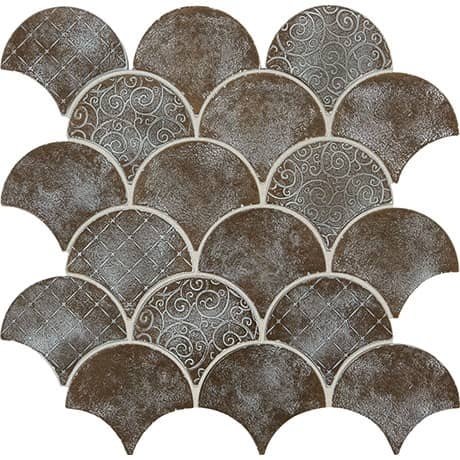 Vintage Metals Whitewash Classic Bronze Metal Mosaic - 3" Fan - Matte, Per Pack: 6 Sheets