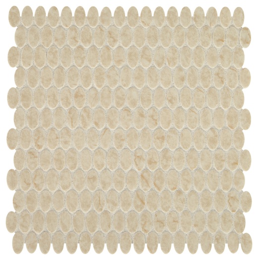 Statuette Harbor Beige Glass Mosaic - Oval - Matte, Per Pack: 10.23