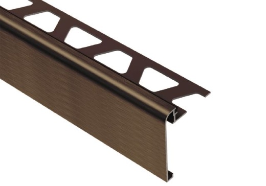 Rondec Step Metal Tile Edging Trim - Brushed Antique Bronze Anodized Aluminum
