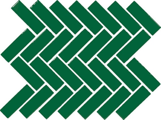 Color Wheel Mosaic Emerald Ceramic Mosaic - 1" X 3" Herringbone - Glossy, Per Pack: 6 Sqft