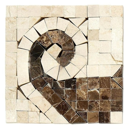 Crema Marfil Marble Border - Wave Border Corner With Emperador Dark - Polished