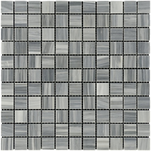 Bardiglio Vein Cut Marble Mosaic - 1" X 1" - Polished, Per Pack: 20 Sheets