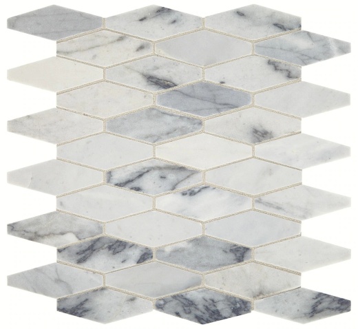 Sublimity Cirrus Storm Marble Mosaic - Elongated Hexagon - Honed
