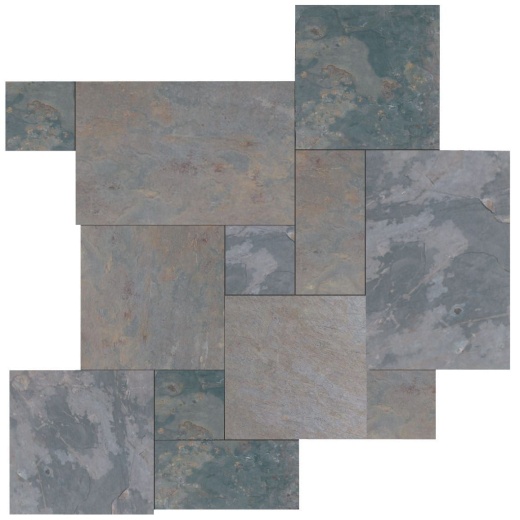 Indian Multicolor Slate Versailles Pattern - Natural Cleft Face, Gauged Back - Various Sizes, Per Pack: 15.75 Sqft